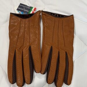 Portolano Cognac and Brown Leather Gloves